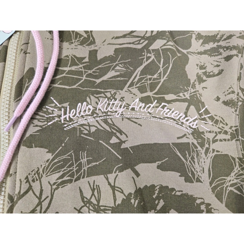 Hello Kitty & Friends Sweatshirt XS Olive Green Zip Up Graphic Fleece Lined NEW - Picture 8 of 12